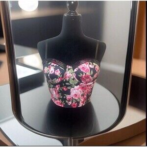 SHEIN Crop Top Floral Rose Bustier SZ - Medium